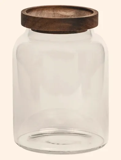 Glasburk med trälock 1,3 Liter