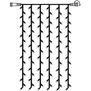 Ljusgardin 102 lampor amber 1x2 meter System LED, svart