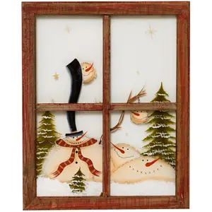 Väggdekoration fönster, röd ram