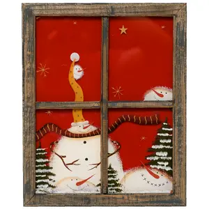 Väggdekoration fönster, blå ram