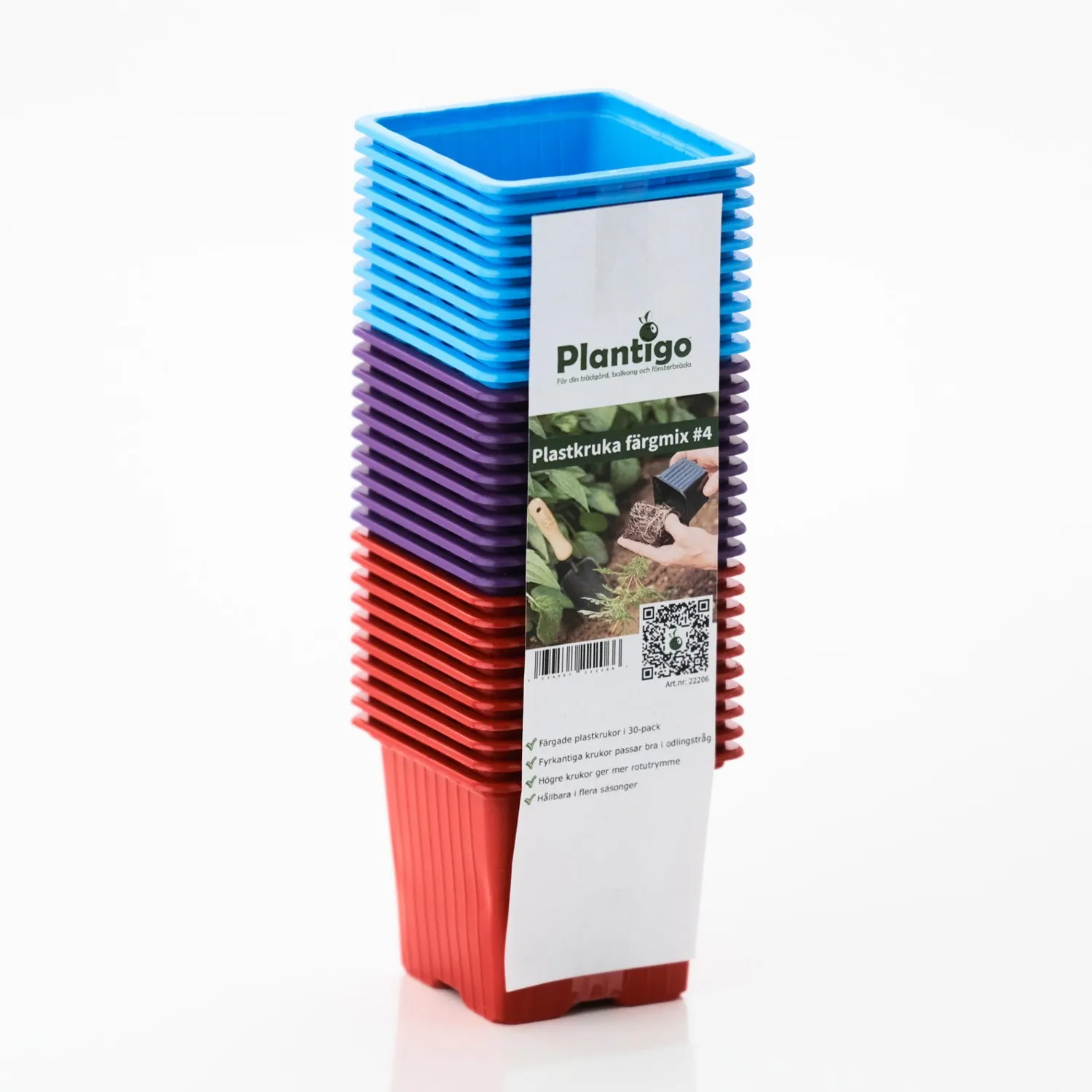 Plastkruka 8 cm färgmix #4, 30 st