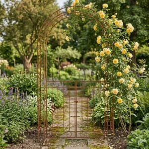 Växtstöd Rosenbåge 2,38 meter med grind, rost