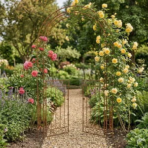 Växtstöd Rosenbåge 2,38 meter med grind, rost