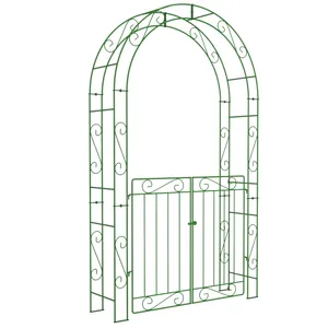 Växtstöd Rosenbåge 2,38 meter med grind, rost