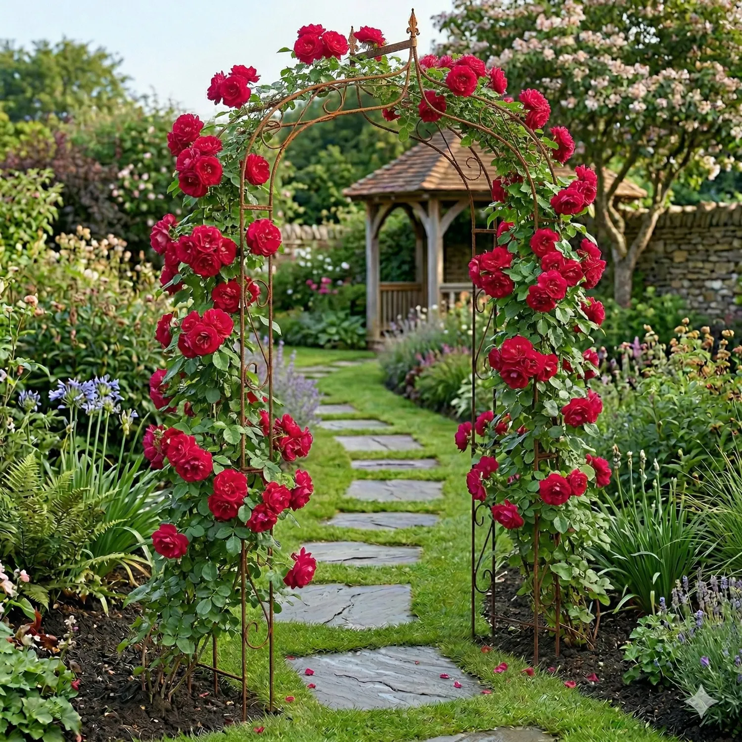 Växtstöd Rosenbåge 2,42 meter, rost