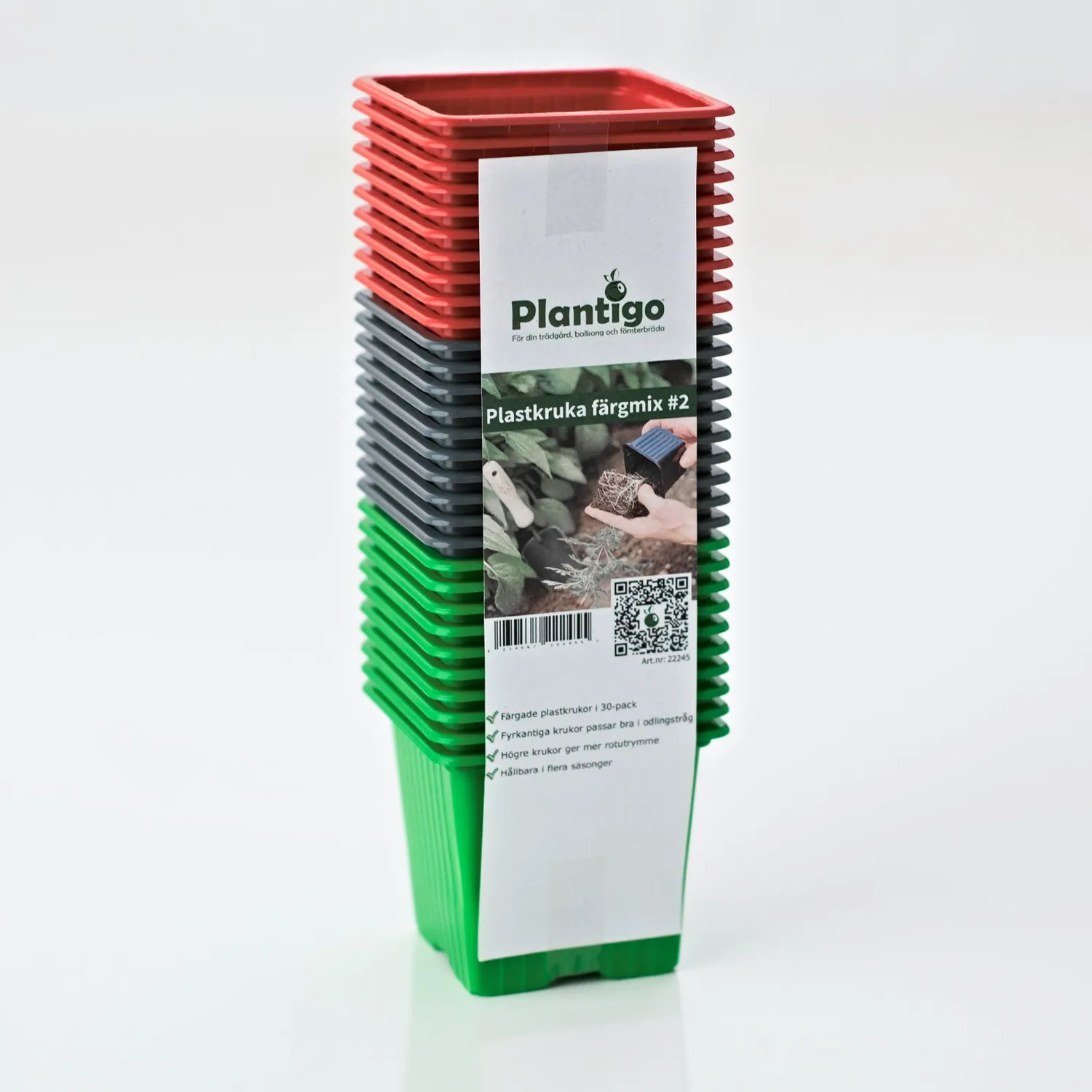 Plastkruka 8 cm färgmix #2, 30 st