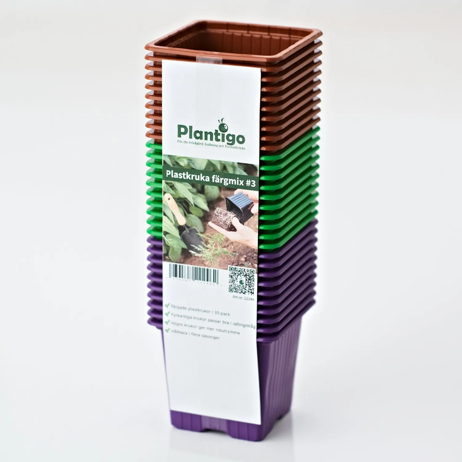 Plastkruka 8 cm färgmix #3, 30 st