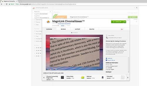 Image of MagniLink ChromeViewer in Chrome web store.