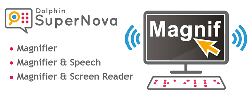 Logo for SuperNova Magnifier, Magnifier & Speech and Magnifier & Screen Reader.
