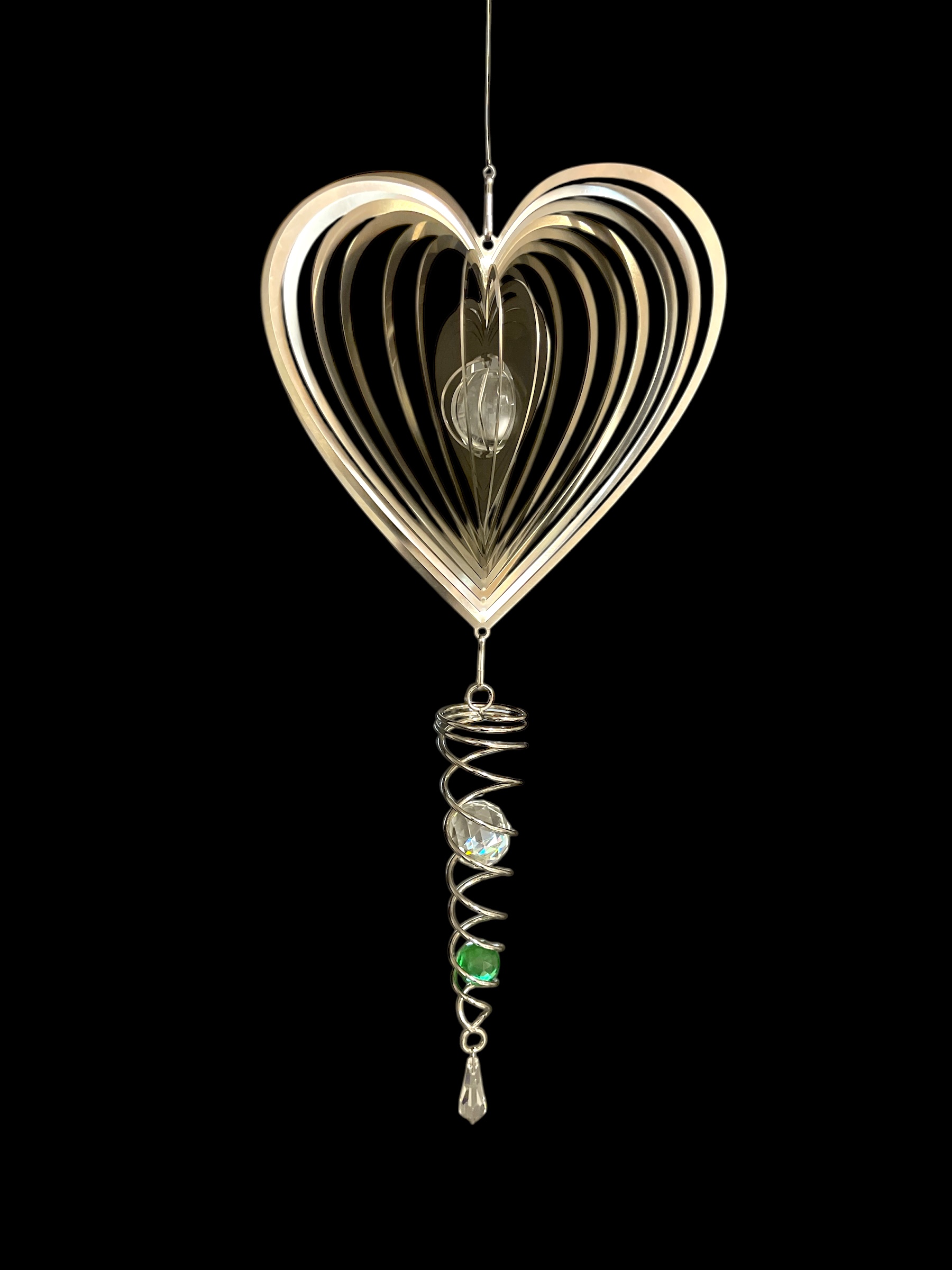 Hjärta 20cm plus kristallspiral Grön