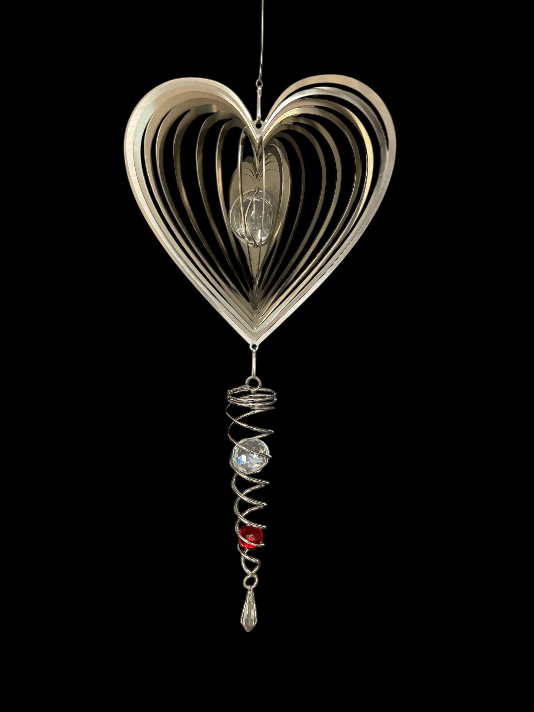 Hjärta 20cm plus kristallspiral Röd