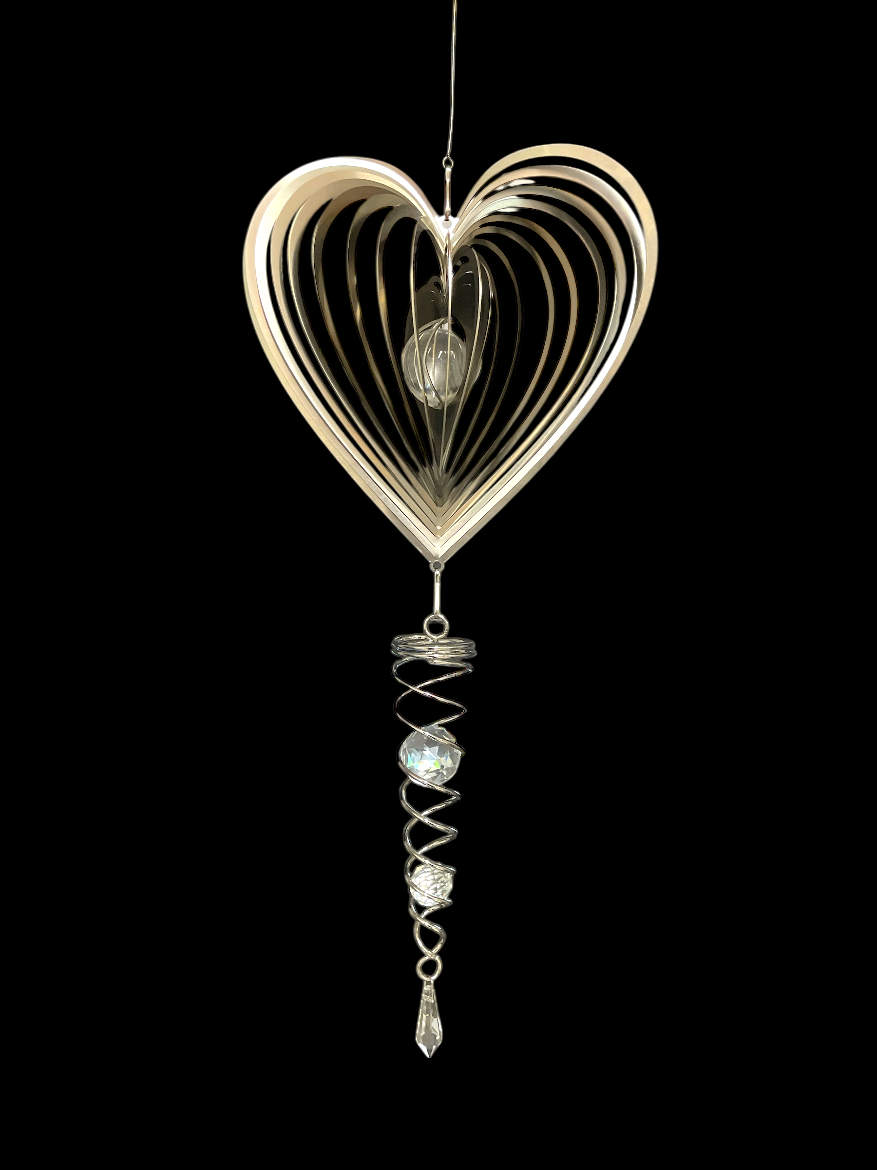 Hjärta 20cm plus kristallspiral Ofärgad