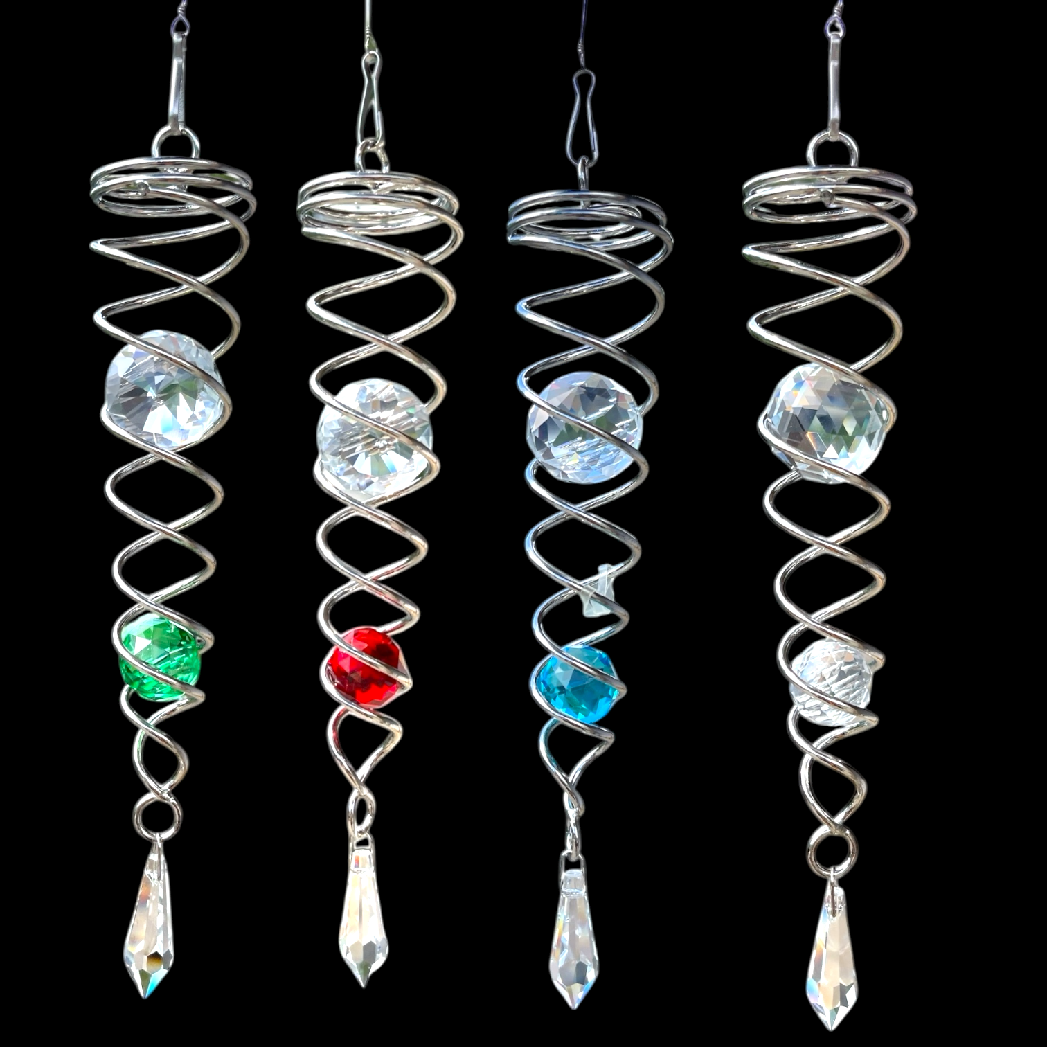 Kristallspiral röd-grön-blå-ofärgad