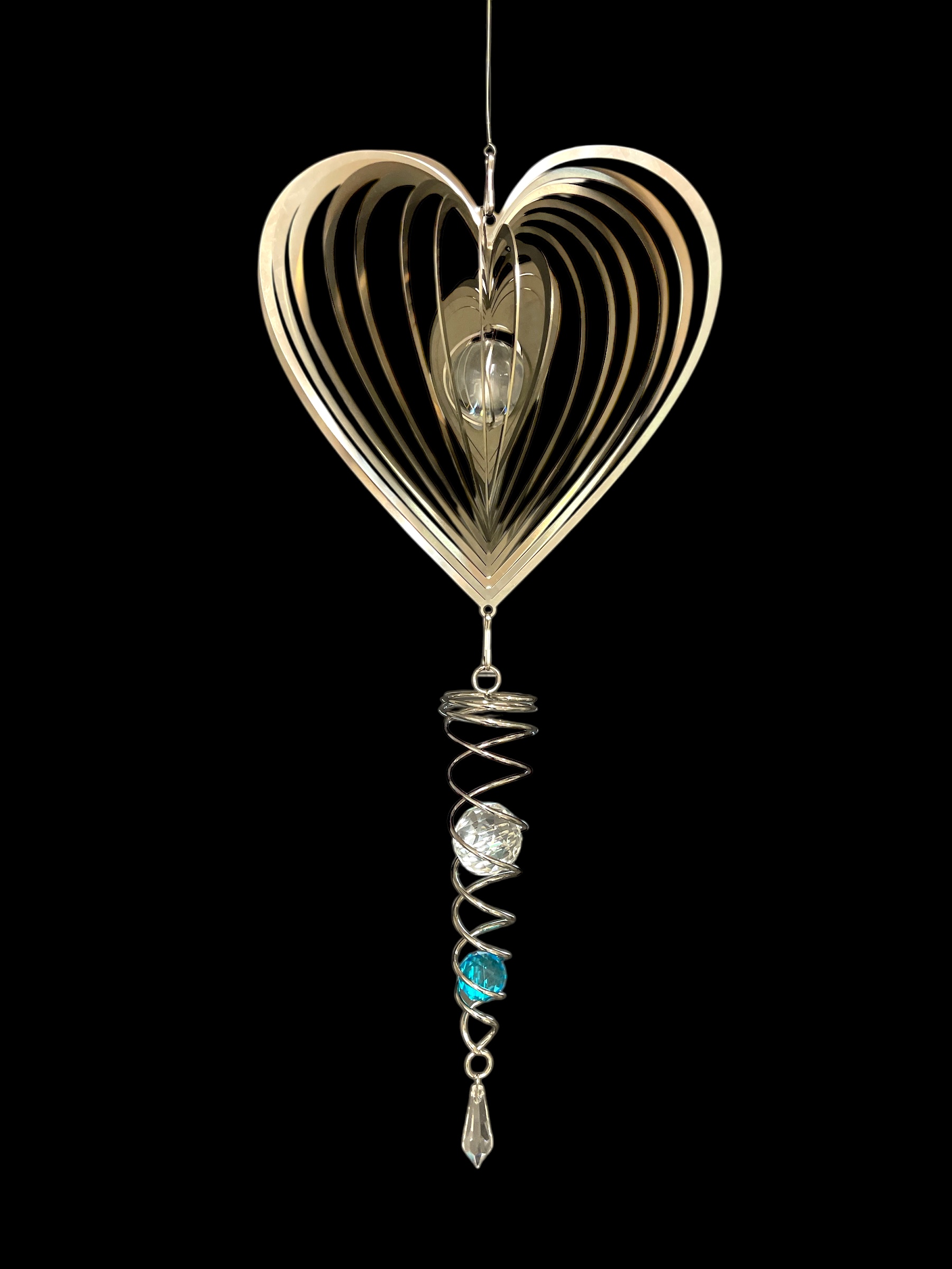 Hjärta 20cm plus kristallspiral Blå - SPARA 100KR JUST NU!