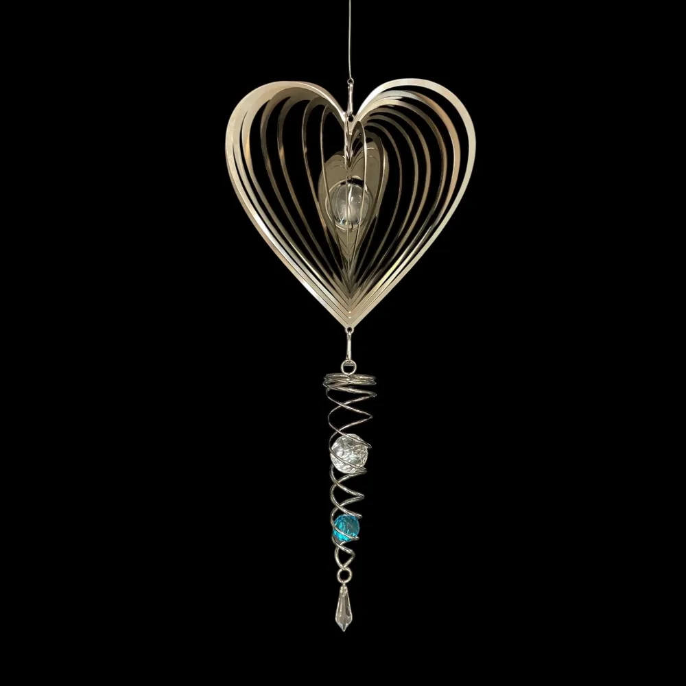 Hjärta 20cm plus kristallspiral Blå - SPARA 100KR JUST NU!