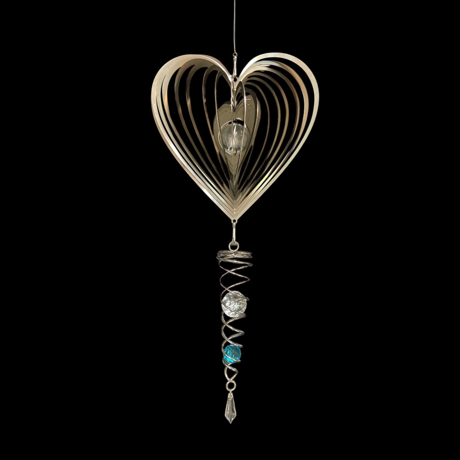 Hjärta 20cm plus kristallspiral Blå - SPARA 100KR JUST NU!