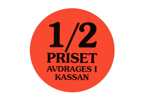 Etikett självhäft 29mm rund1/2 priset avdr.