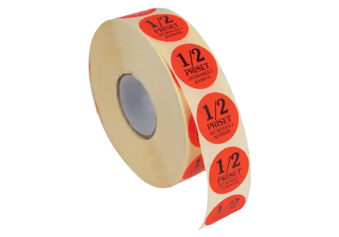 Etikett självhäft 29mm rund1/2 priset avdr.