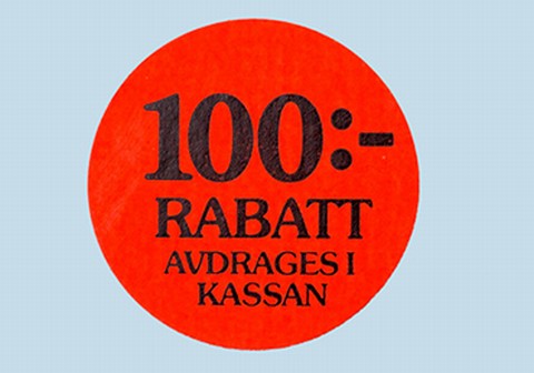 Etikett självhäft 29mm rund 100:- rabatt