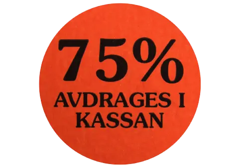 Etikett självhäft.29mm rund, 75% Avdr.