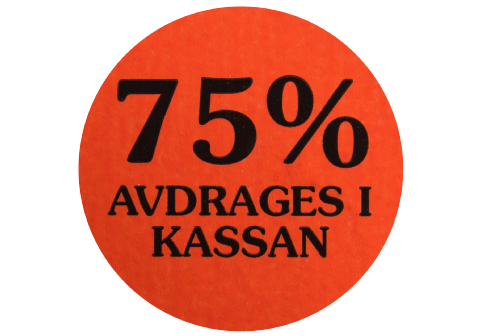 Etikett självhäft.29mm rund, 75% Avdr.