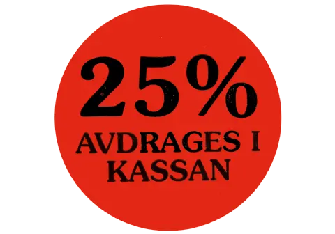 Etikett självhäft 29mm rund, 25% avdr.
