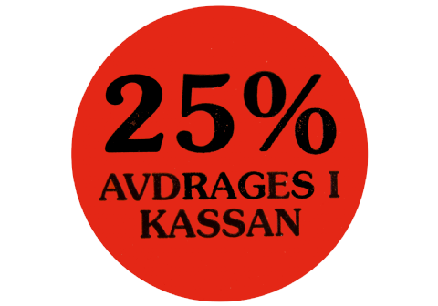 Etikett självhäft 29mm rund, 25% avdr.