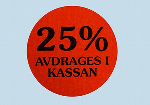 Etikett självhäft 29mm rund, 25% avdr.