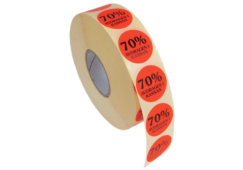 Etikett självhäft 29mm rund, 70% avdr.