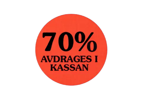 Etikett självhäft 29mm rund, 70% avdr.