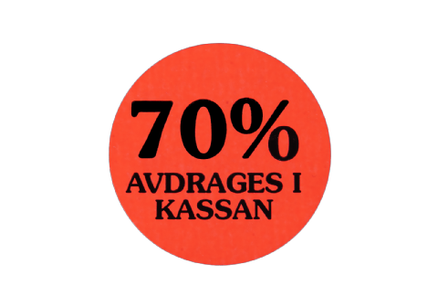 Etikett självhäft 29mm rund, 70% avdr.