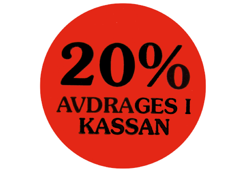 Etikett självhäft 29mm rund, 20% avdr.