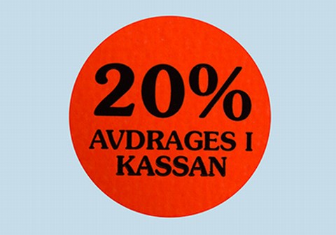 Etikett självhäft 29mm rund, 20% avdr.
