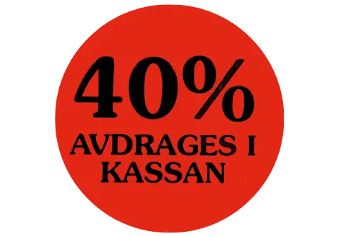 Etikett självhäft. 29mm rund, 40% Avdr.