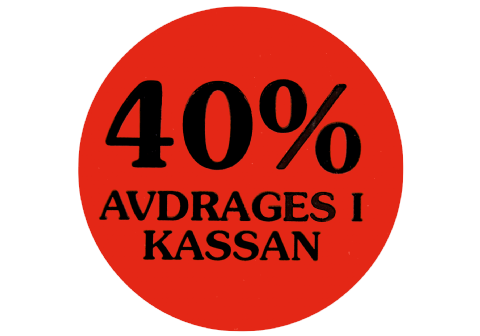 Etikett självhäft. 29mm rund, 40% Avdr.