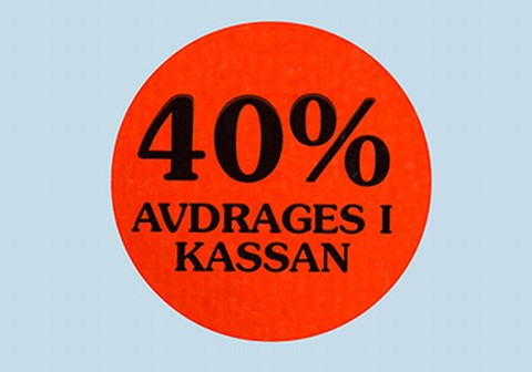 Etikett självhäft. 29mm rund, 40% Avdr.