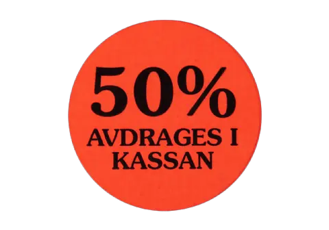 Etikett självhäft 29mm rund, 50% avdr.