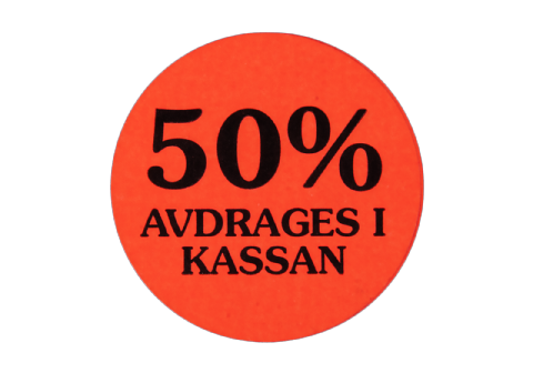 Etikett självhäft 29mm rund, 50% avdr.