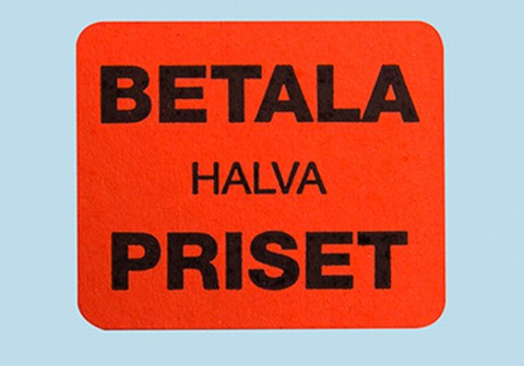 Etikett självh.24x20 fluor röd halva priset
