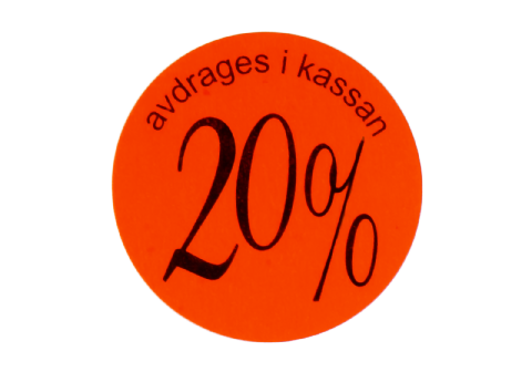 Etikett självhäftande rund 29mm, 20%