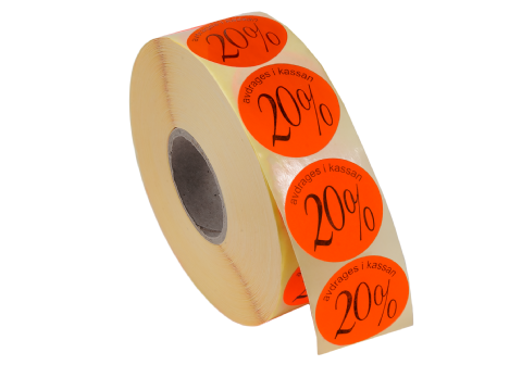Etikett självhäftande rund 29mm, 20%