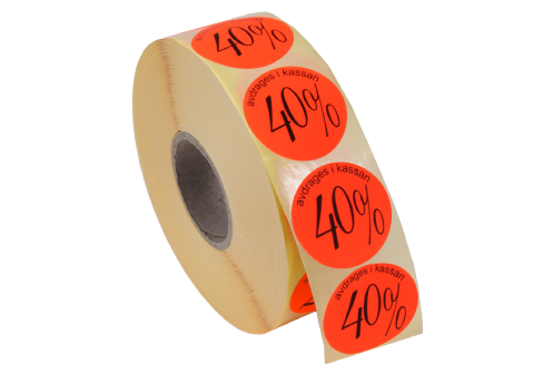 Etikett självhäftande rund 29mm, 40%