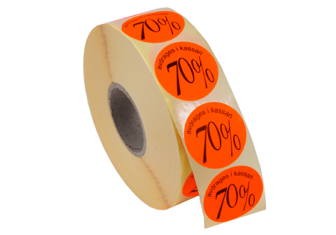 Etikett självhäftande rund 29mm, 70%