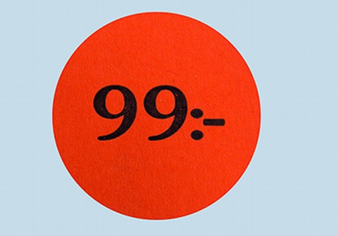 Etikett självhäft 29mm rund, 99:-