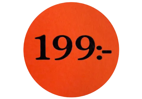 Etikett självhäft 29mm rund 199:-