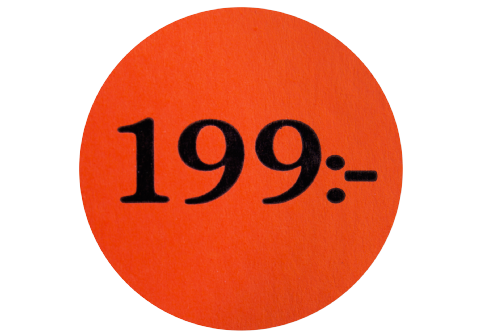 Etikett självhäft 29mm rund 199:-