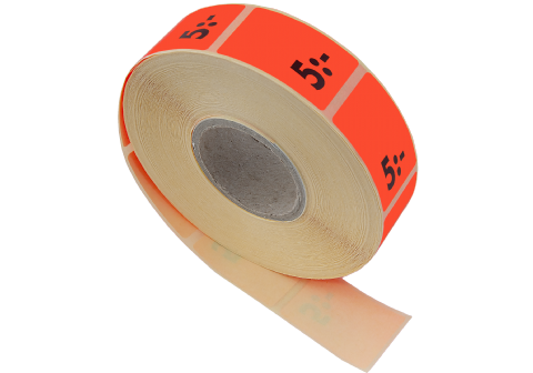 Etikett självh. 25X40mm fluor röd 5:-