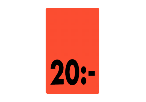 Etikett självh. 25X40mm  fluor röd 20:-