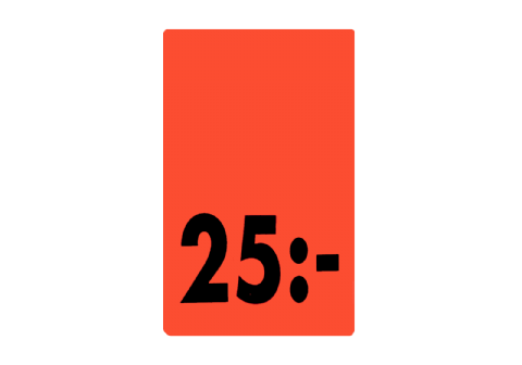 Etikett självh. 25X40mm fluor röd 25:-