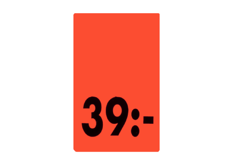 Etikett självh. 25X40 mm fluor röd 39:-